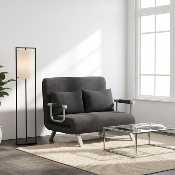 DecHome Divano Letto Clic-Clac 2 Posti Moderno in Tessuto scamosciato Dimensioni 111x80x78 cm colore Grigio Scuro