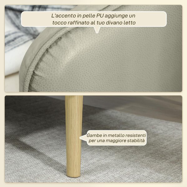 DecHome Divano Letto Clic Clac 3 Posti Stile Scandinavo in Tessuto Effetto Velluto 185x84x83 cm colore Beige