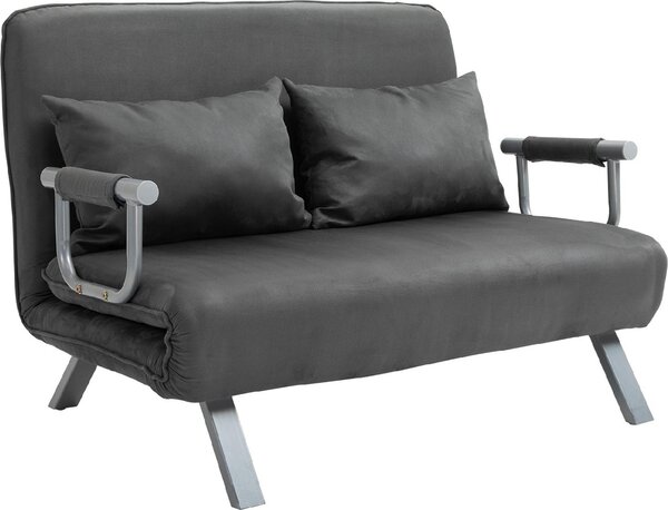 DecHome Divano Letto Clic-Clac 2 Posti Moderno in Tessuto scamosciato Dimensioni 111x80x78 cm colore Grigio Scuro