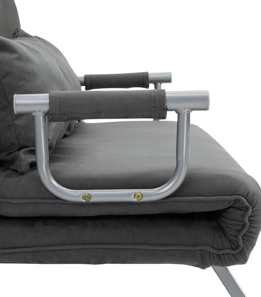 DecHome Divano Letto Clic-Clac 2 Posti Moderno in Tessuto scamosciato Dimensioni 111x80x78 cm colore Grigio Scuro