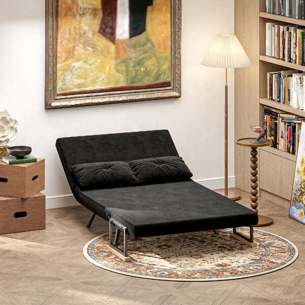 DecHome Divano Letto Clic-Clac 2 Posti Moderno in Velluto Dimensioni 102x73x81 cm colore Nero