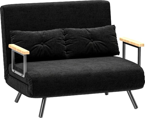DecHome Divano Letto Clic-Clac 2 Posti Moderno in Velluto Dimensioni 102x73x81 cm colore Nero