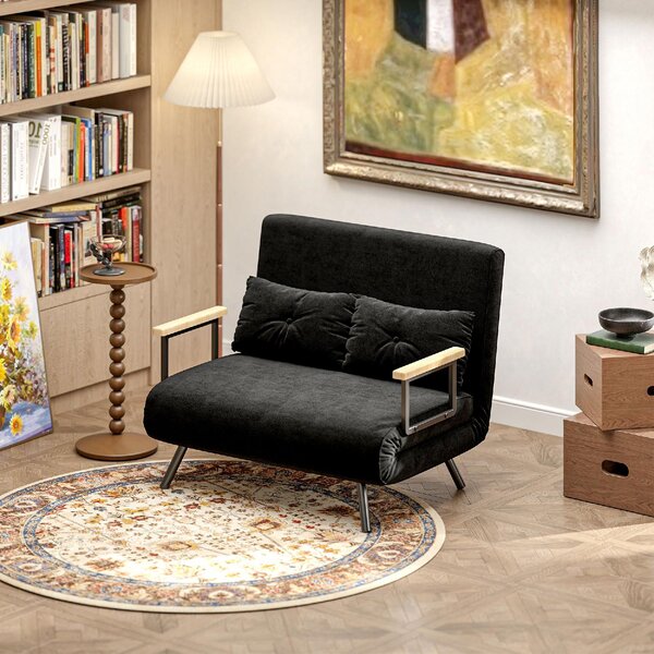 DecHome Divano Letto Clic-Clac 2 Posti Moderno in Velluto Dimensioni 102x73x81 cm colore Nero