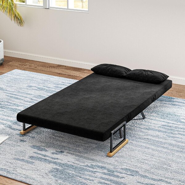 DecHome Divano Letto Clic-Clac 2 Posti Moderno in Velluto Dimensioni 102x73x81 cm colore Nero