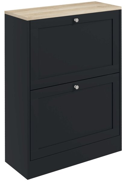 HOMCOM Mobile d'Ingresso per 12 Paia Scarpe, Scarpiera con 2 Cassetti Ribaltabili e Ripiani Regolabili, 60x23,5x80 cm, Nero | Aosom Italy