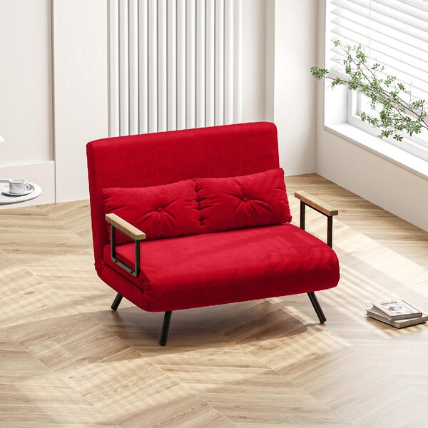 DecHome Divano Letto Clic-Clac 2 Posti Moderno in Velluto Dimensioni 102x73x81 cm colore Rosso