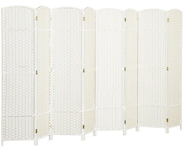HOMCOM Paravento 8 Parti pieghevole per Casa, Soggiorno e Camera da Letto, 320x 1,6x170 cm, Bianco | Aosom Italy