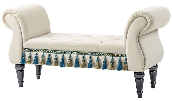 HOMCOM Panca Vintage imbottita fino a 150 kg, 117x40x58 cm, Beige | Aosom Italy