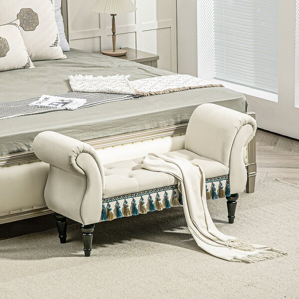 HOMCOM Panca Vintage imbottita fino a 150 kg, 117x40x58 cm, Beige | Aosom Italy