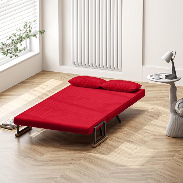 DecHome Divano Letto Clic-Clac 2 Posti Moderno in Velluto Dimensioni 102x73x81 cm colore Rosso