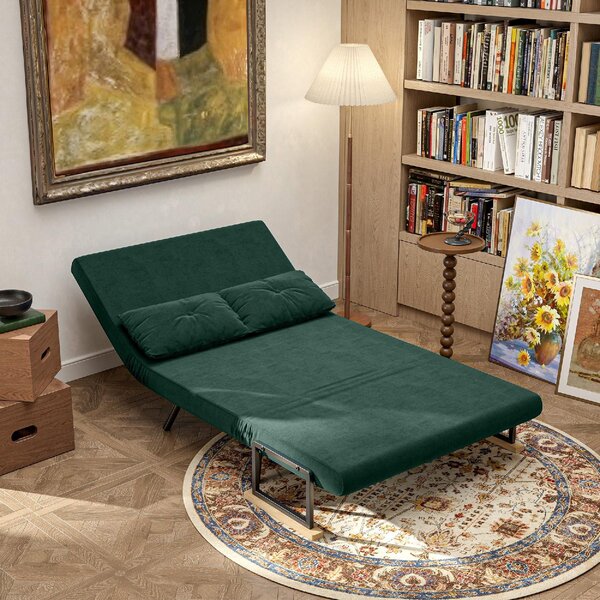 DecHome Divano Letto Clic-Clac 2 Posti Moderno in Velluto Dimensioni 102x73x81 cm colore Verde