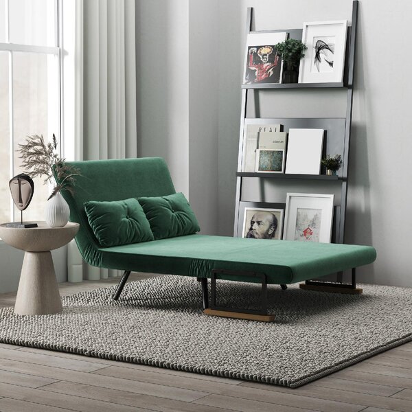 DecHome Divano Letto Clic-Clac 2 Posti Moderno in Velluto Dimensioni 102x73x81 cm colore Verde