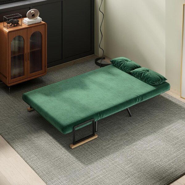 DecHome Divano Letto Clic-Clac 2 Posti Moderno in Velluto Dimensioni 102x73x81 cm colore Verde