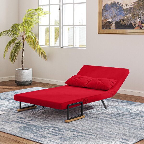 DecHome Divano Letto Clic-Clac 2 Posti Moderno in Velluto Dimensioni 102x73x81 cm colore Rosso