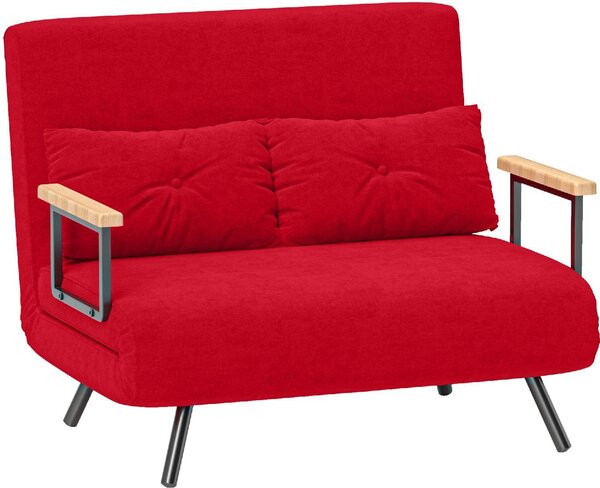 DecHome Divano Letto Clic-Clac 2 Posti Moderno in Velluto Dimensioni 102x73x81 cm colore Rosso
