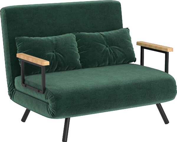 DecHome Divano Letto Clic-Clac 2 Posti Moderno in Velluto Dimensioni 102x73x81 cm colore Verde