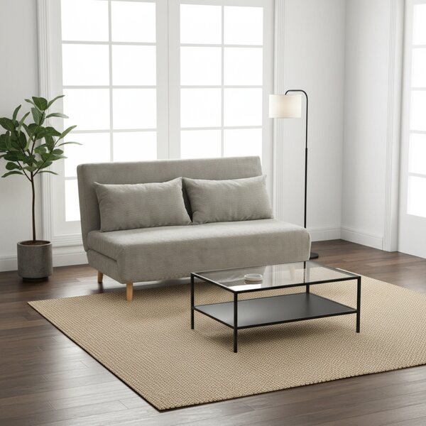 DecHome Divano Letto Clic-Clac 2 Posti Scandinavo in Tessuto effetto Lino Dimensioni 141x90 cm colore Grigio