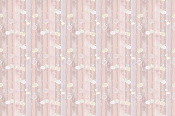 Carta da parati – Uccellini sugli alberi con sfondo rosa