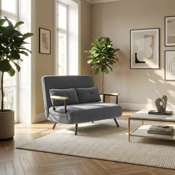DecHome Divano Letto Clic-Clac 3 in 1 2 Posti Tessuto Effetto Velluto Schienale Reclinabile Imbottitura Spessa Ideale per Soggiorno e Camera Ospiti