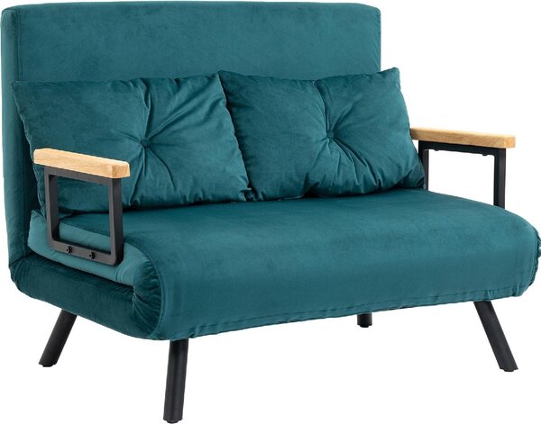 DecHome Divano Letto Clic-Clac 2 Posti Moderno in Velluto Dimensioni 102x73x81 cm colore Verde Acqua