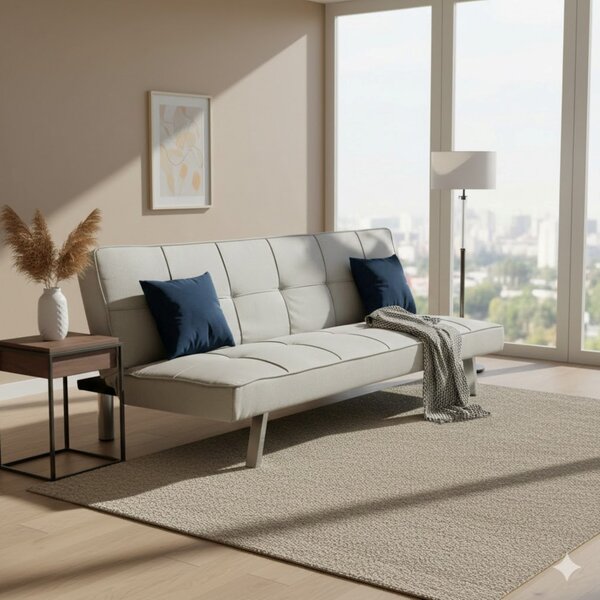 DecHome Divano Letto Clic-Clac 3 Posti Moderno in Tessuto Dimensioni 178x80x71 cm colore Grigio Chiaro