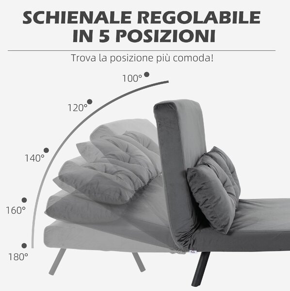 DecHome Divano Letto Clic-Clac 3 in 1 2 Posti Tessuto Effetto Velluto Schienale Reclinabile Imbottitura Spessa Ideale per Soggiorno e Camera Ospiti