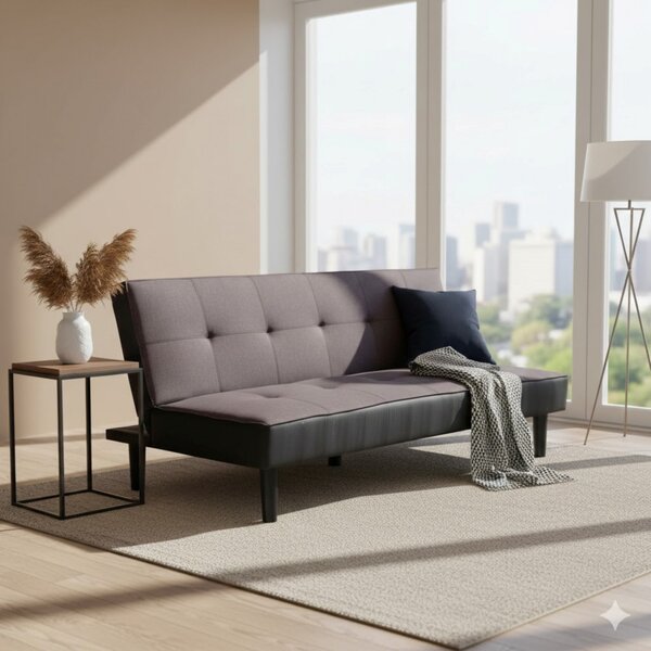 DecHome Divano Letto Clic-Clac 3 Posti Moderno in Tessuto Dimensioni 180x86x78 cm colore Antracite - Amelia