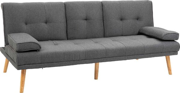 DecHome Divano Letto Clic-Clac 3 Posti Scandinavo in Tessuto effetto Lino Dimensioni 181x77x78 cm colore Grigio