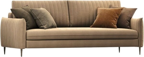 DecHome Divano Letto Clic-Clac 3 Posti Moderno in Velluto Dimensioni 227x100.5x92 cm colore Marrone Chiaro - Abra