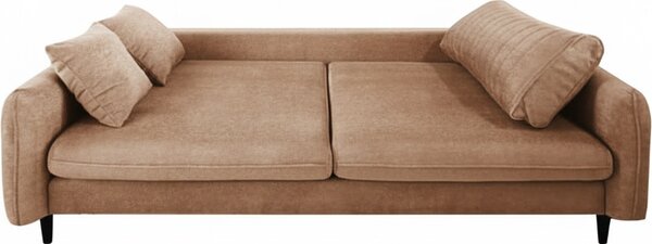 DecHome Divano Letto Clic-Clac 3 Posti Moderno in Velluto Dimensioni 227x100.5x92 cm colore Marrone Chiaro - Abra