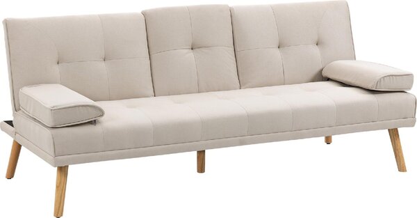 DecHome Divano Letto Clic-Clac 3 Posti Scandinavo in Tessuto effetto Lino Dimensioni 181x77x78 cm colore Beige