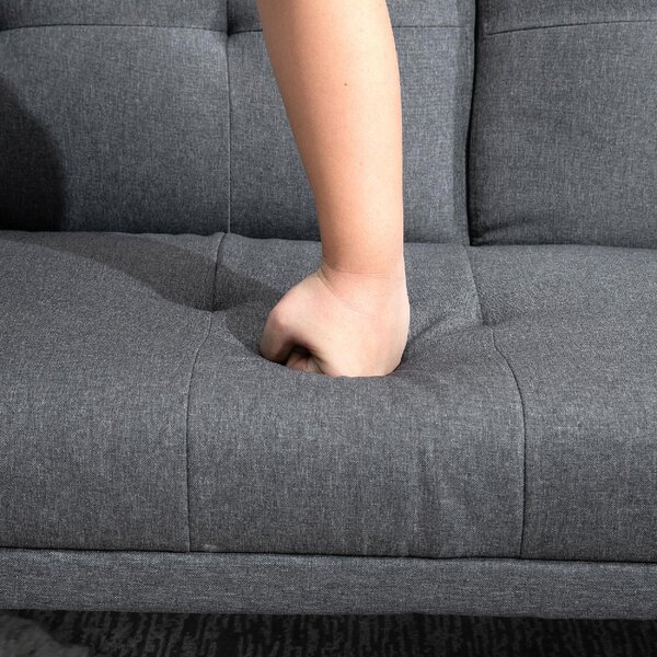 DecHome Divano Letto Clic-Clac 3 Posti Scandinavo in Tessuto effetto Lino Dimensioni 181x77x78 cm colore Grigio