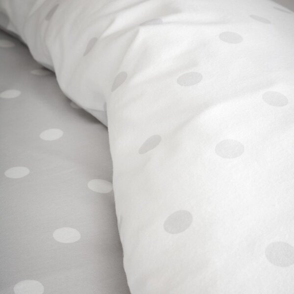 Set copripiumino e federa bianco e grigio in flanella per letto singolo 135x200 cm Polka Dot – Catherine Lansfield