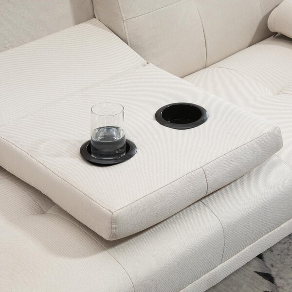 DecHome Divano Letto Clic-Clac 3 Posti Scandinavo in Tessuto effetto Lino Dimensioni 181x77x78 cm colore Beige