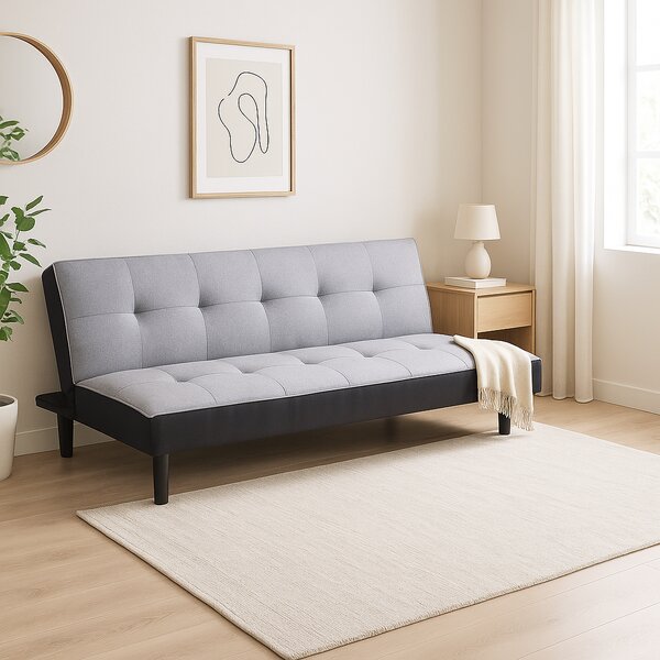 DecHome Divano Letto Clic-Clac 3 Posti Moderno in Tessuto Dimensioni 180x86x78 cm colore Grigio