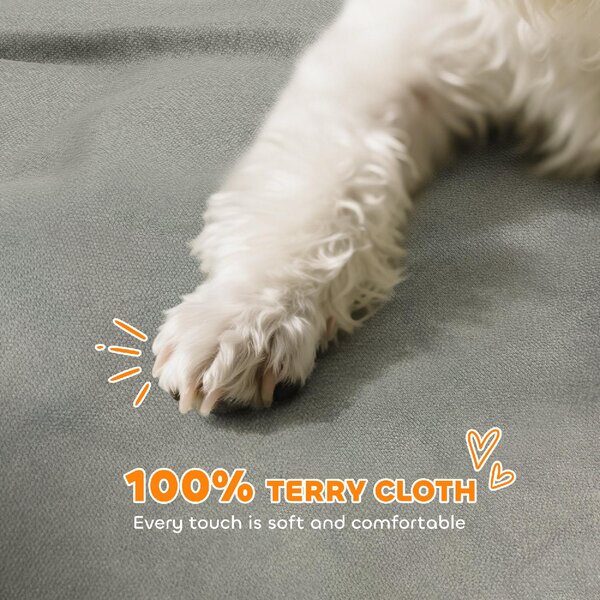 AllMyPets Divano per Cani con Braccioli di Supporto in Legno e Tessuto French Terry 66x42x28.5 cm colore Grigio - F877GY