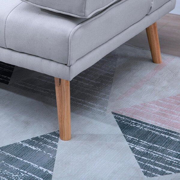 DecHome Divano Letto Clic-Clac 3 Posti Scandinavo in Tessuto effetto Lino Dimensioni 181x77x78 cm colore Grigio Chiaro