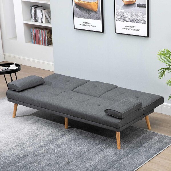 DecHome Divano Letto Clic-Clac 3 Posti Scandinavo in Tessuto effetto Lino Dimensioni 181x77x78 cm colore Grigio