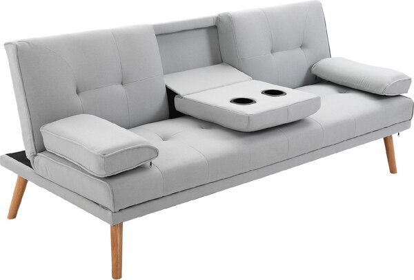 DecHome Divano Letto Clic-Clac 3 Posti Scandinavo in Tessuto effetto Lino Dimensioni 181x77x78 cm colore Grigio Chiaro