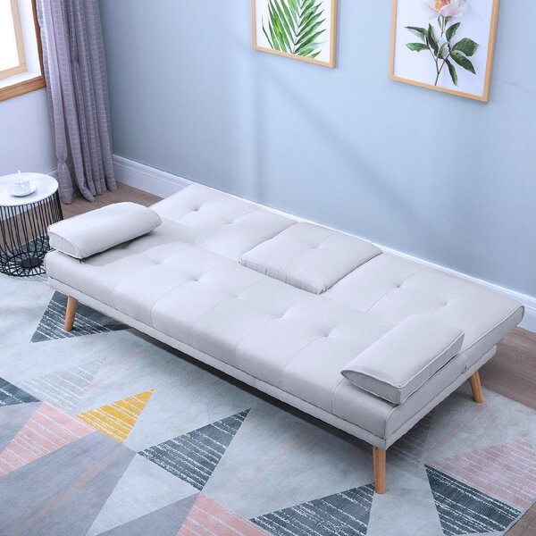 DecHome Divano Letto Clic-Clac 3 Posti Scandinavo in Tessuto effetto Lino Dimensioni 181x77x78 cm colore Grigio Chiaro