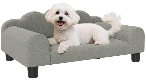 AllMyPets Divano per Cani con Braccioli di Supporto in Legno e Tessuto French Terry 66x42x28.5 cm colore Grigio - F877GY