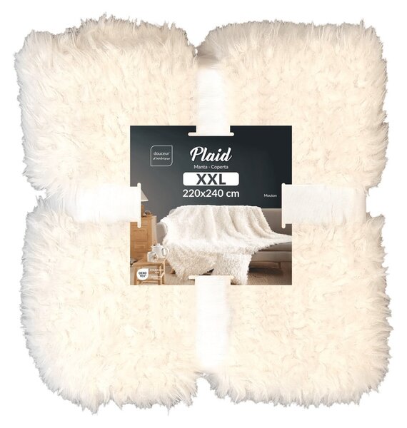 Coperta color crema in pelliccia finta 220x240 cm Mouton – douceur d'intérieur