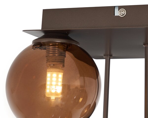 Plafoniera di design bronzo con vetro bronzo 5 luci - Athens
