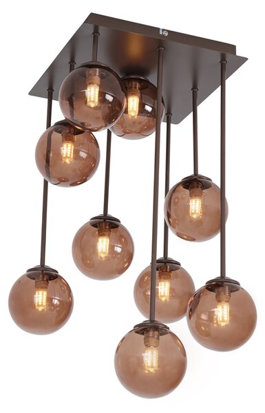 Plafoniera di design bronzo con vetro bronzo 9 luci - Athens