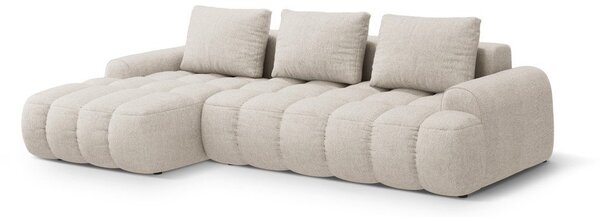 Divano angolare beige allungabile/con contenitore (con penisola a sinistra/con chaise lounge) Linz – Cosmopolitan Design