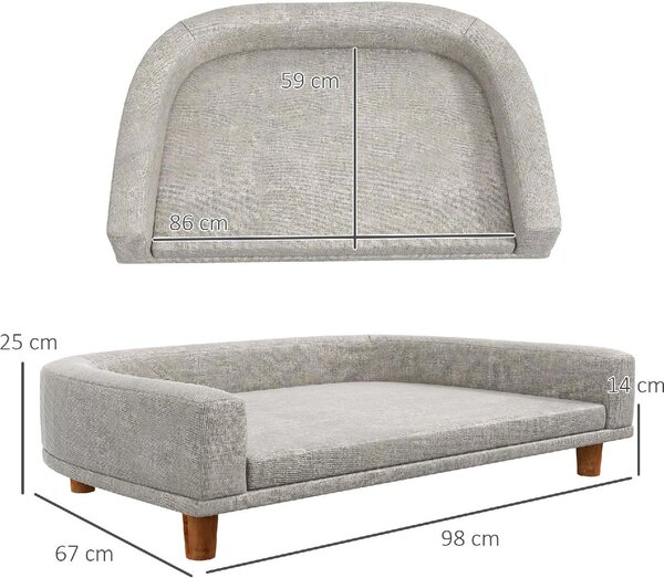AllMyPets Divano per Cani di Taglia Grande con Cuscino Sfoderabile in Poliestere e Legno 98x67x25 cm colore Grigio - GYA553F