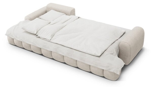 Divano angolare beige allungabile/con contenitore (con penisola a sinistra/con chaise lounge) Linz – Cosmopolitan Design