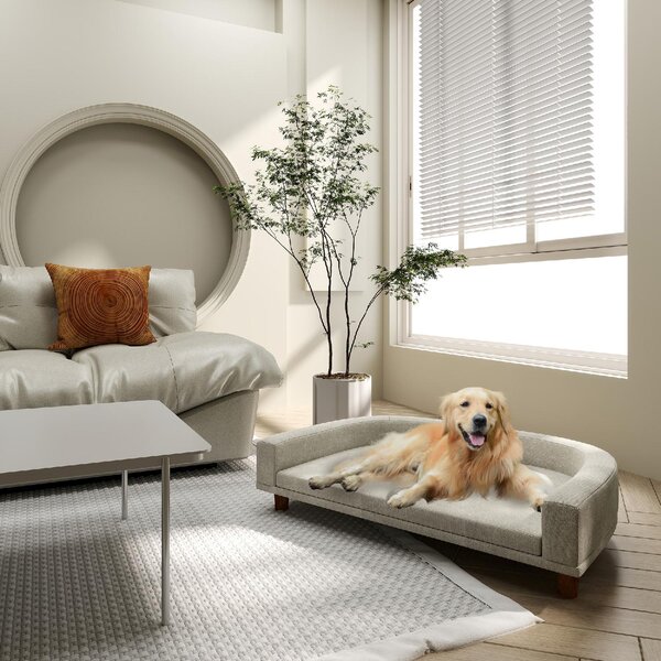 AllMyPets Divano per Cani di Taglia Grande con Cuscino Sfoderabile in Poliestere e Legno 98x67x25 cm colore Grigio - GYA553F