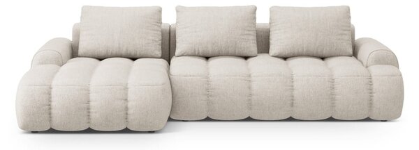 Divano angolare beige allungabile/con contenitore (con penisola a sinistra/con chaise lounge) Linz – Cosmopolitan Design