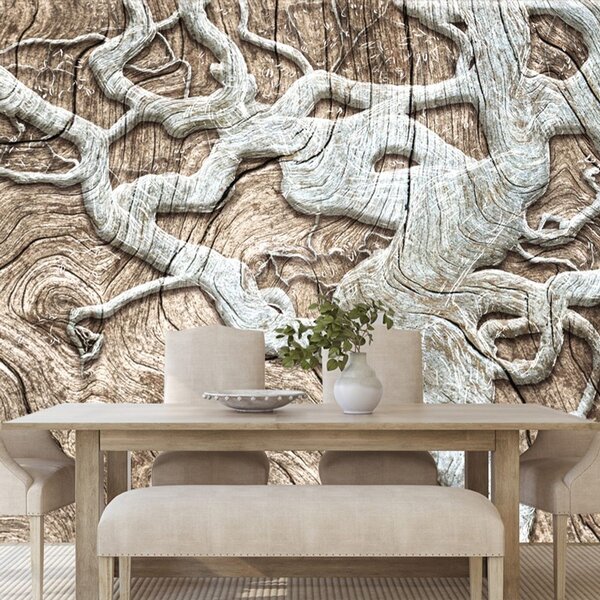 Carta da parati – Albero Astratto su Legno in Beige